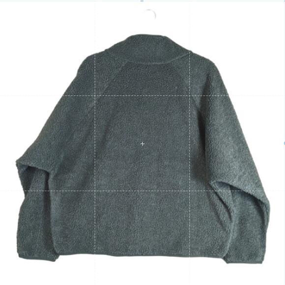 Sherpa Jacket All in Motion Olive Green S Full Zip Pocket Relaxed Fit Fuzzy Cozy - Picture 3 of 8